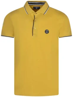 Polo en coton jaune uni avec une fermeture boutonnée et une coupe droite