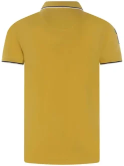 Polo en coton jaune uni avec une fermeture boutonnée et une coupe droite