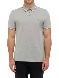 Polo en coton kaki uni avec un col boutonné et des manches courtes