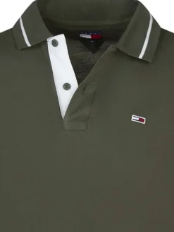 Polo en coton kaki uni avec une coupe droite et un col français