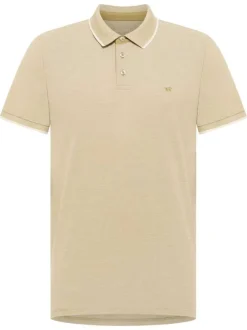 Polo en coton kaki uni pourvu d'un col boutonné et d'une coupe droite