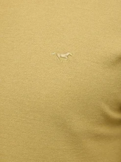 Polo en coton kaki uni pourvu d'une coupe droite et d'un col boutonné