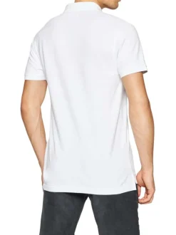 Polo en coton maille piquée blanc avec une coupe droite et un col boutonné