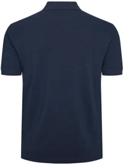 Polo en coton maille piquée marine avec une coupe droite et un col boutonné
