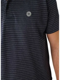 Polo en coton marine rayé avec une coupe droite et un col boutonné