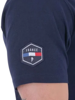 Polo en coton marine uni avec une col français et une coupe droite