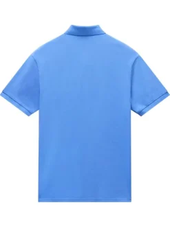Polo en coton marine uni avec une coupe droite et un col français