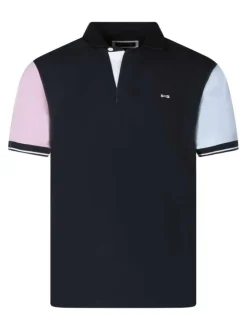 Polo en coton marine uni pourvu d'une coupe droite et de manches courtes