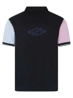 Polo en coton marine uni pourvu d'une coupe droite et de manches courtes