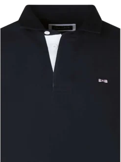 Polo en coton marine uni pourvu d'une coupe droite et de manches courtes
