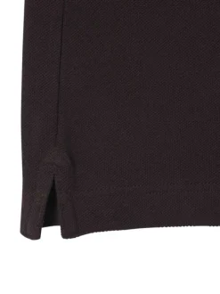 Polo en coton marron à coupe droite pourvu d'un col à revers boutonné