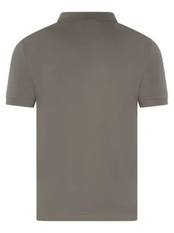 Polo en coton marron uni à coupe droite avec un col boutonné