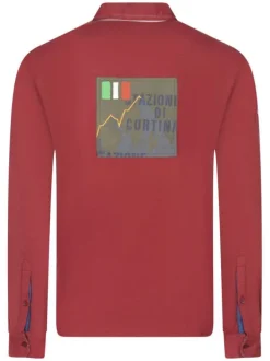Polo en coton mélangé rouge uni avec une coupe droite et un col français