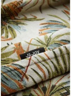 Polo en coton à motifs de feuillage col boutonné et à manches courtes
