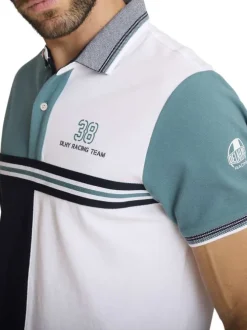 Polo en coton multicolore à coupe droite pourvu d'un col boutonné