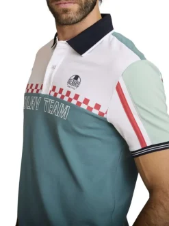 Polo en coton multicolore à coupe droite pourvu d'un col boutonné