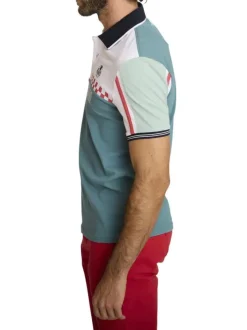 Polo en coton multicolore à coupe droite pourvu d'un col boutonné