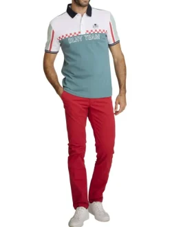 Polo en coton multicolore à coupe droite pourvu d'un col boutonné