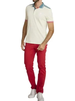 Polo en coton multicolore à coupe droite pourvu d'un col boutonné