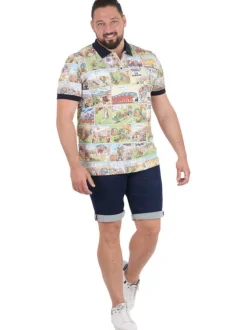 Polo en coton multicolore imprimé pourvu d'un col boutonné et d'une coupe droite