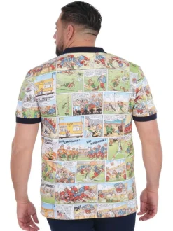 Polo en coton multicolore imprimé pourvu d'un col boutonné et d'une coupe droite