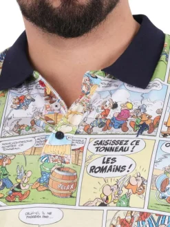 Polo en coton multicolore imprimé pourvu d'un col boutonné et d'une coupe droite