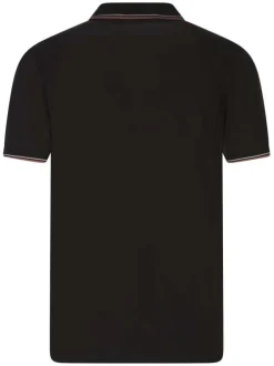 Polo en coton noir charbon en maille piquée avec une coupe droite et le logo