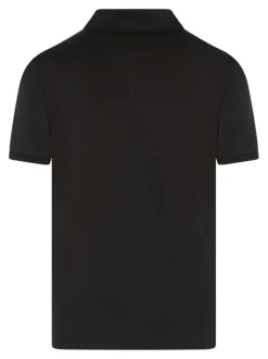 Polo en coton noir à coupe droite pourvu d'un col à revers boutonné