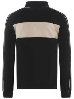 Polo en coton noir maille piquée coupe ajusté avec un col boutonné
