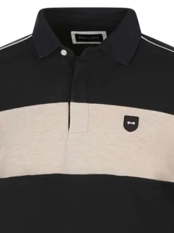 Polo en coton noir maille piquée coupe ajusté avec un col boutonné