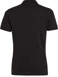 Polo en coton noir uni avec un col boutonné et une coupe droite