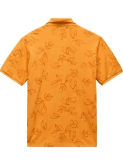 Polo en coton orange imprimé avec une coupe droite et un col français