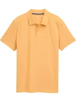 Polo en coton orange uni à coupe droite avec des manches courtes