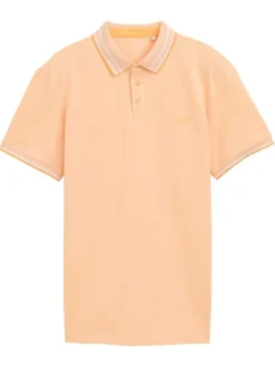 Polo en coton orange uni à coupe regular fit avec des liserés sur le col