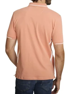 Polo en coton pêche à coupe droite pourvu d'un col à revers boutonné
