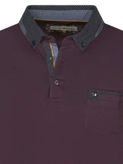 Polo en coton prune uni à coupe regular fit et à col américain avec une poche