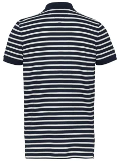 Polo en coton régénératif marine rayé à coupe droite et col boutonné
