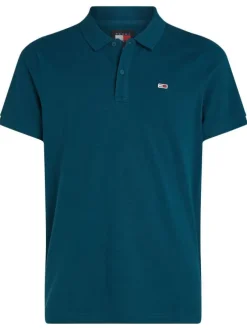 Polo en coton régénératif sapin uni à coupe droite et col fermé par boutons