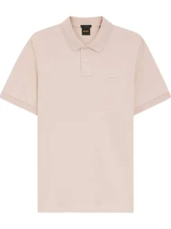 Polo en coton rose à coupe droite pourvu d'un col côtelé boutonné