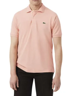 Polo en coton rose à coupe droite pourvu d'un col à revers boutonné