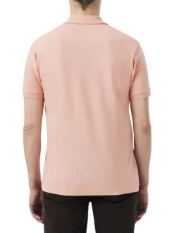 Polo en coton rose à coupe droite pourvu d'un col à revers boutonné