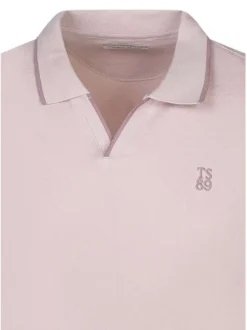 Polo en coton rose à coupe droite pourvu d'un col à revers épais