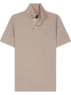 Polo en coton rose uni avec une coupe droite et un col à revers