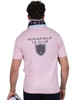 Polo en coton rose uni pourvu d'une coupe droite et d'un col boutonné