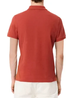 Polo en coton rouge brique uni à coupe slim fit avec le logo à la poitrine