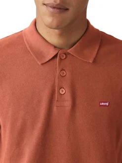 Polo en coton rouille en maille piquée à coupe droite avec des manches courtes