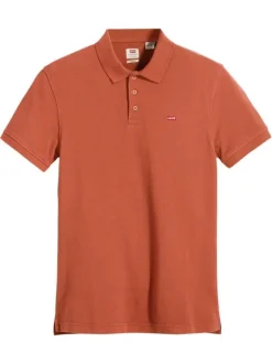 Polo en coton rouille en maille piquée à coupe droite avec des manches courtes