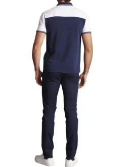 Polo en coton tricolore à coupe slim fit avec le logo à la poitrine