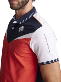 Polo en coton tricolore à coupe slim fit avec le logo à la poitrine