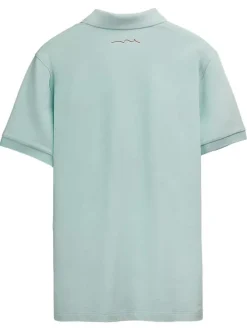 Polo en coton turquoise uni à coupe droite avec le nom de la marque